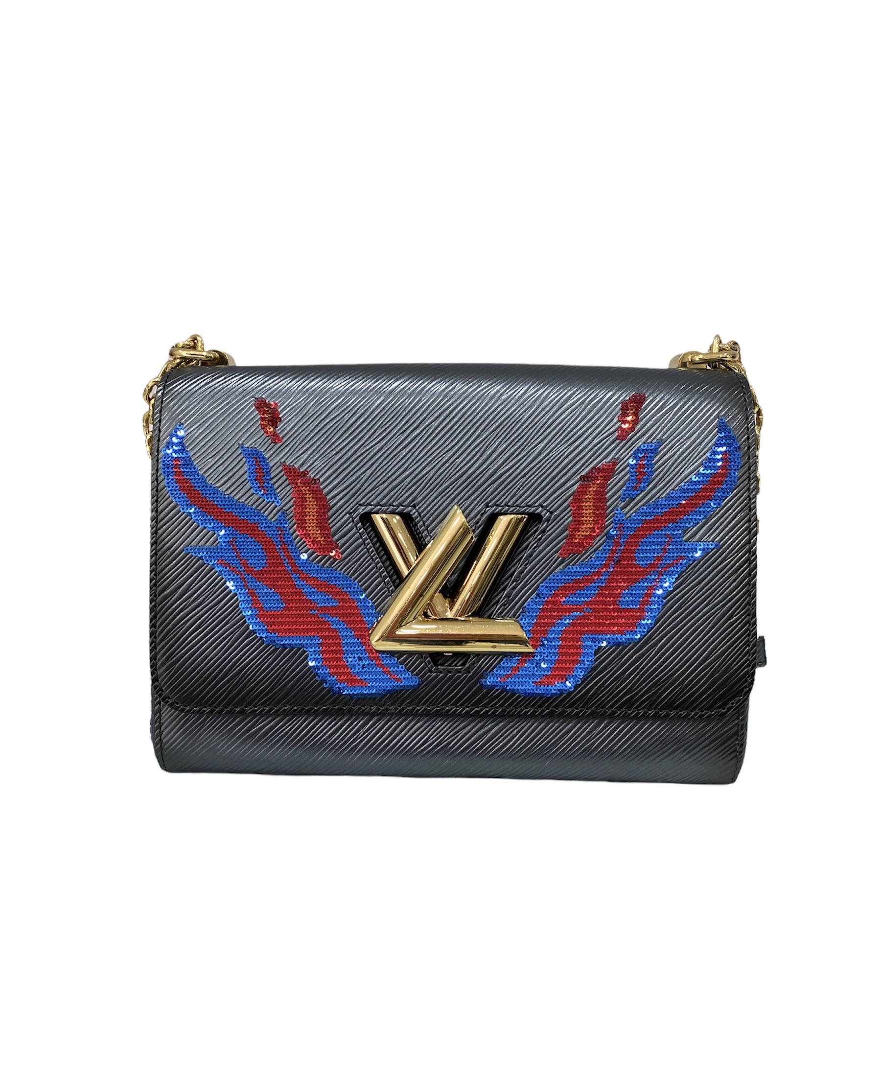 Borsa Louis Vuitton Twist in pelle Epi gialla con decoro di animali