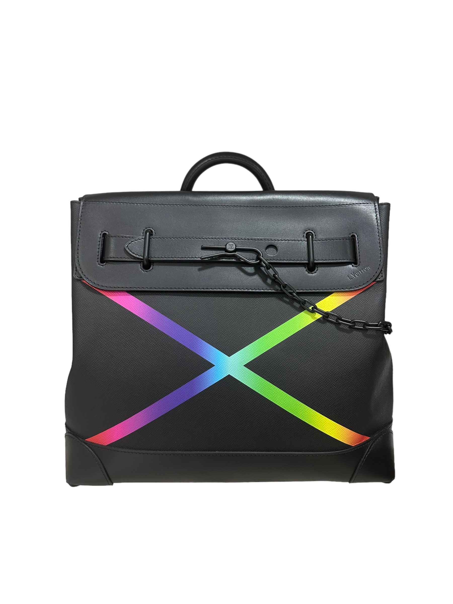 Louis Vuitton Steamer Taiga PM Black/Rainbow in Taiga Leather with Matte  Black - US