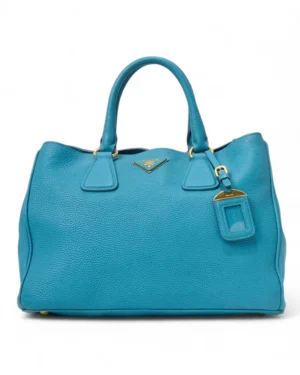 Prada Shopper Square Medium Granulata Turchese