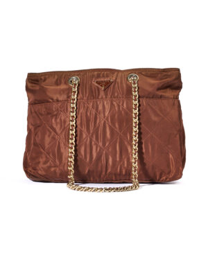 Prada Shopper Chain GM Trapuntata Marrone
