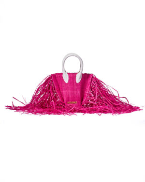 Jacquemus Le Baci Petit Rafia Fucsia Bianca