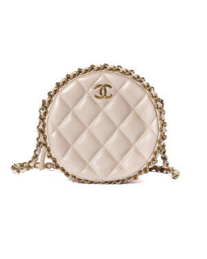 Chanel Round Bag Pelle Trapuntata Beige