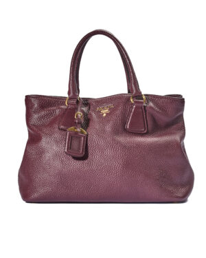 Prada Shopper Square Granulata Medium Melanzana