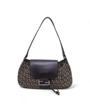 Fendi Baguette Coulisse Medium FF Logomania Marrone