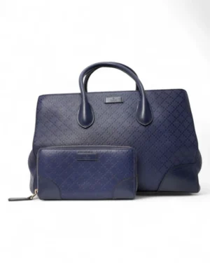 Gucci Completo Portafoglio/Shopper Diamante Blu