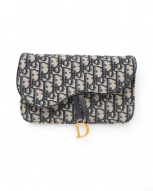Dior Pochette Saddle Jacquard Oblique Blu