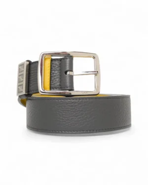 Fendi Cintura Pelle Granulata Grigia
