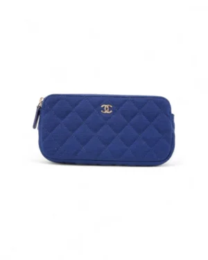 Chanel Phone Holder Timeless Jersey Blu