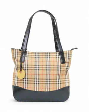 Burberry Tote Medium Check Saffiano Nero