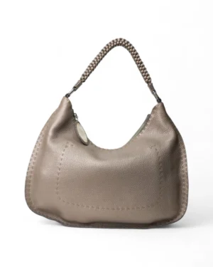 Fendi Hobo Bag Large Selleria Satinato Grigio