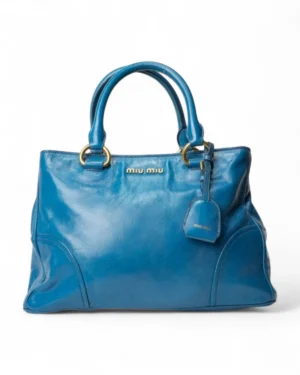 Miu Miu Shopper Square Small Lucida Azzurra
