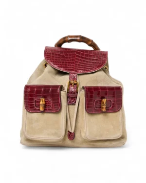 Gucci Zaino Bamboo Camoscio Cocco Fango