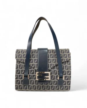 Fendi Shopper Square Small FF Logomania Blu