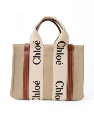 Chloé Tote Woody Small Lino Marrone