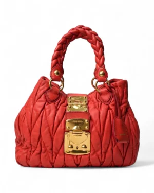 Miu Miu Shopper Square Small Groffata Corallo