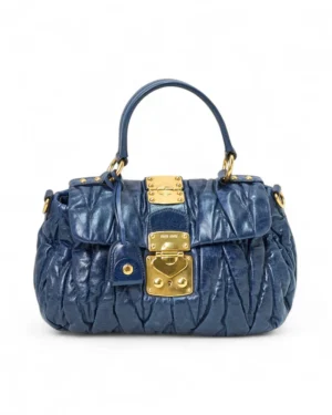 Miu Miu Bauletto Small Groffato Blu
