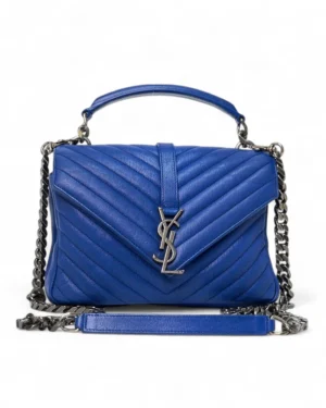 Saint Laurent College Medium Trapuntata Blu Elettrico