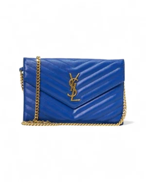 Saint Laurent Cassandre Small Granulata Blu Elettrico