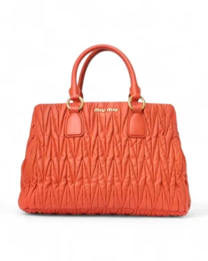 Miu Miu Shopper Square Medium Groffata Arancione
