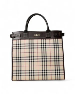 Burberry Tote Vertical Medium Check Marrone
