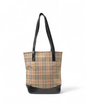 Burberry Shopper Vertical Medium Check Nero