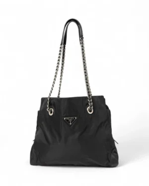 Prada Shopper Chain Medium Nylon Nero