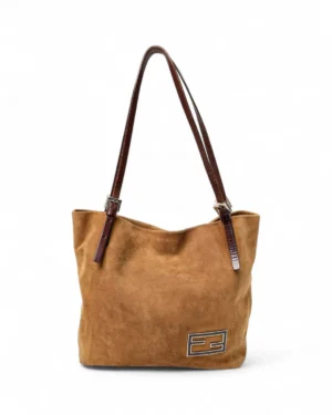 Fendi Tote Square Small Camoscio Marrone
