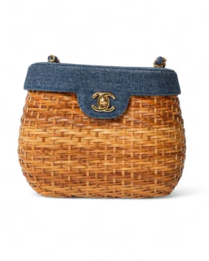 Chanel Basket Bag Small Vimini Denim Beige