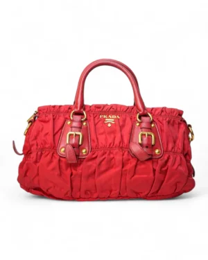 Prada Shopper Groffata Medium Nylon Rossa
