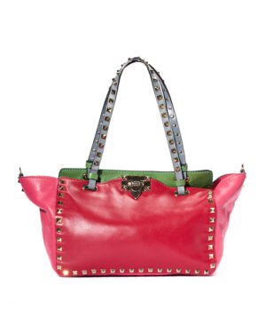 Valentino Rockstud Shopper Soft Small Tricolor Rosso