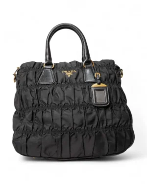 Prada Shopper Square MM Nylon Groffata Nera