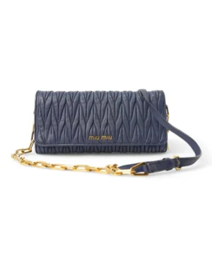 Miu Miu Wallet On Chain Groffata Blu