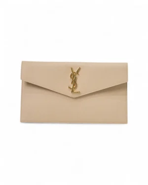 Saint Laurent Clutch Uptown Envelope Small Granulata Beige