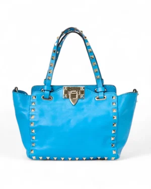 Valentino Rockstud Shopper Small Blu Elettrico