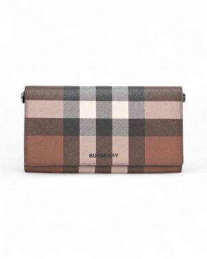 Burberry Portafoglio Clip Check Marrone