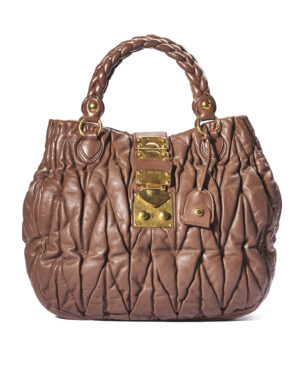 Miu Miu Shopper Square Medium Groffata Caffè