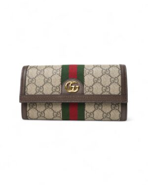 Gucci Portafoglio Clip Ophidia GG Supreme Marrone