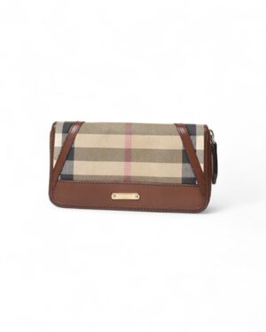 Burberry Portafoglio Zip Check Marrone