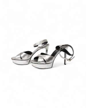 Saint Laurent Sandalo Pitone Silver