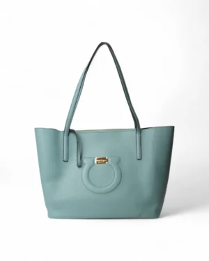Salvatore Ferragamo Shopper Martellata Verde Acqua