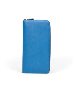 Prada Portafoglio Zippy Saffiano Azzurro