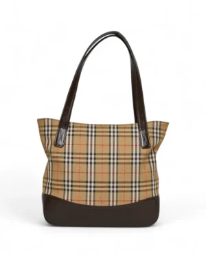 Burberry Tote Medium Check Saffiano Marrone