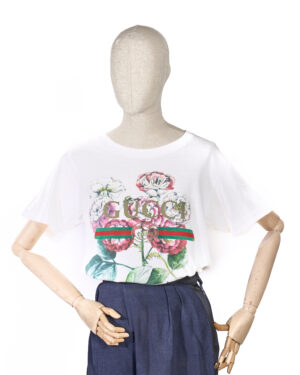 Gucci T-Shirt Flower Logo Bianco