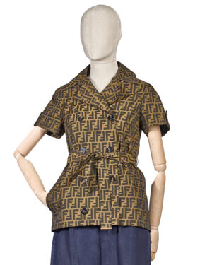 Fendi Trench Corto FF Logomania Marrone