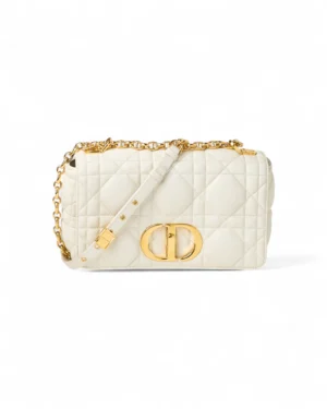 Dior Caro Medium Cannage Puffer Bianco
