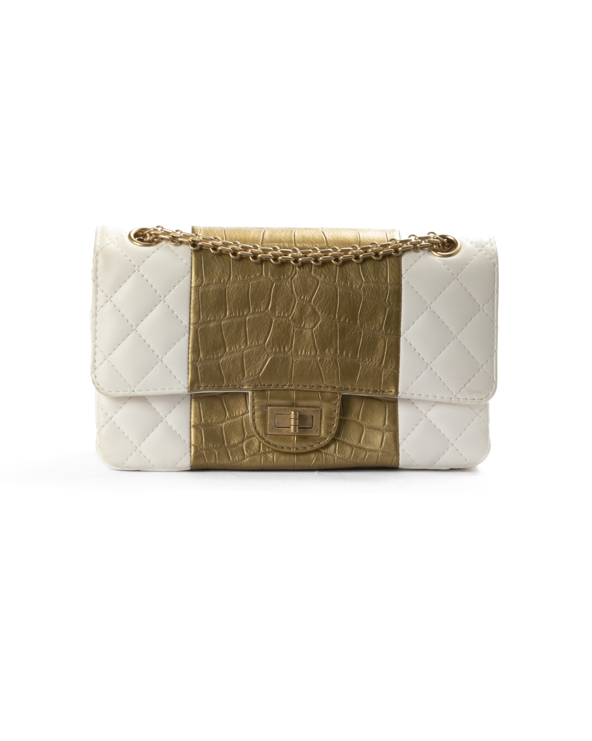 Chanel 2.55 Mademoiselle Cocco Bicolor Oro