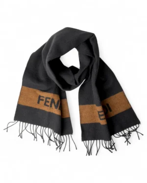 Fendi Sciarpa Lana Nero Marrone