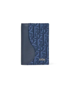 Dior Portacarte Bifold Vertical Saddle Oblique Blu