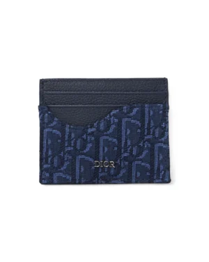 Dior Portacarte Saddle Oblique Blu Navy