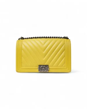 Chanel Boy Medium Chevron Gialla